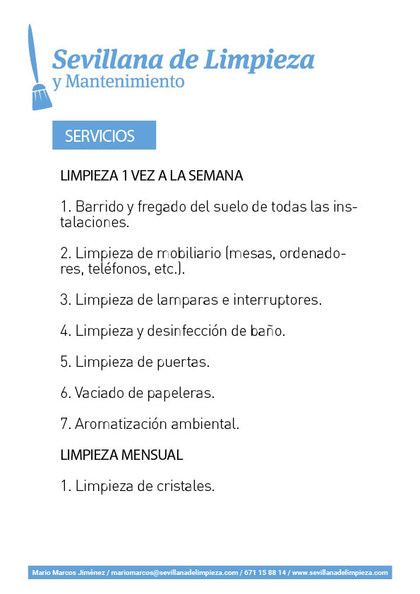 Ejemplo presupuesto de Limpieza de oficina: El orden y la limpieza...